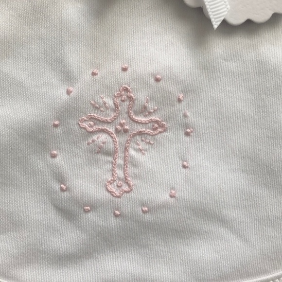 Mud Pie French Knot Cross baby Bib and hat - Picture 8 of 8